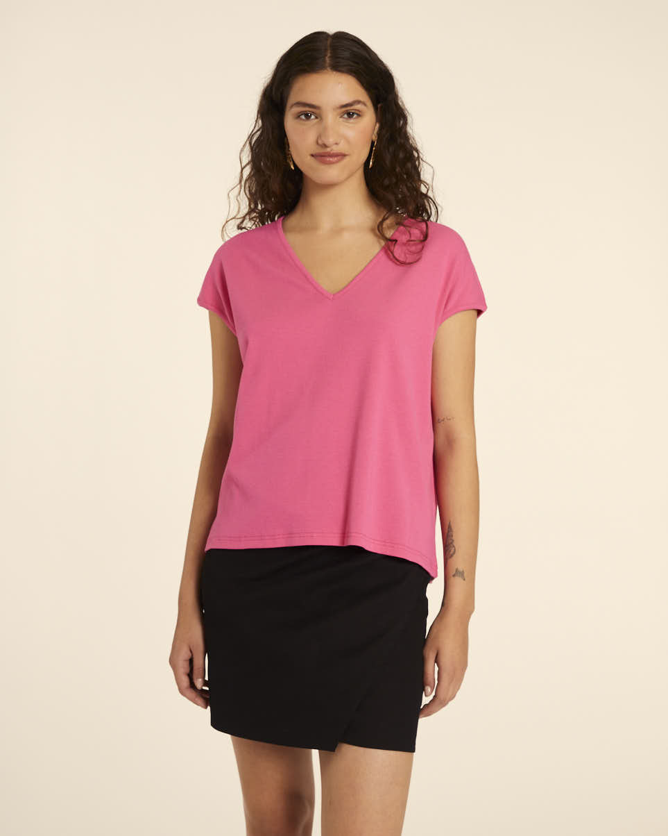 pepaloves CAMISETA AMPLIA CUELLO PICO PINK