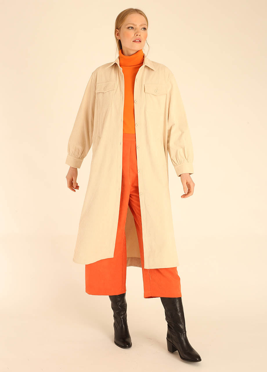 Pepaloves CORDUROY LONG OVERSHIRT BEIGE