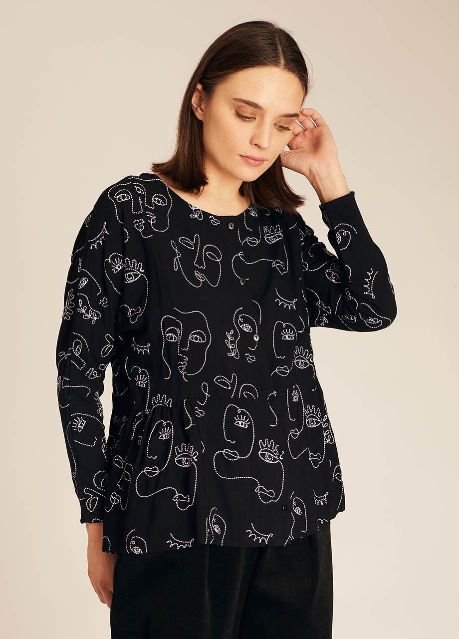 Pepaloves FACES EMBROIDERY SHIRT