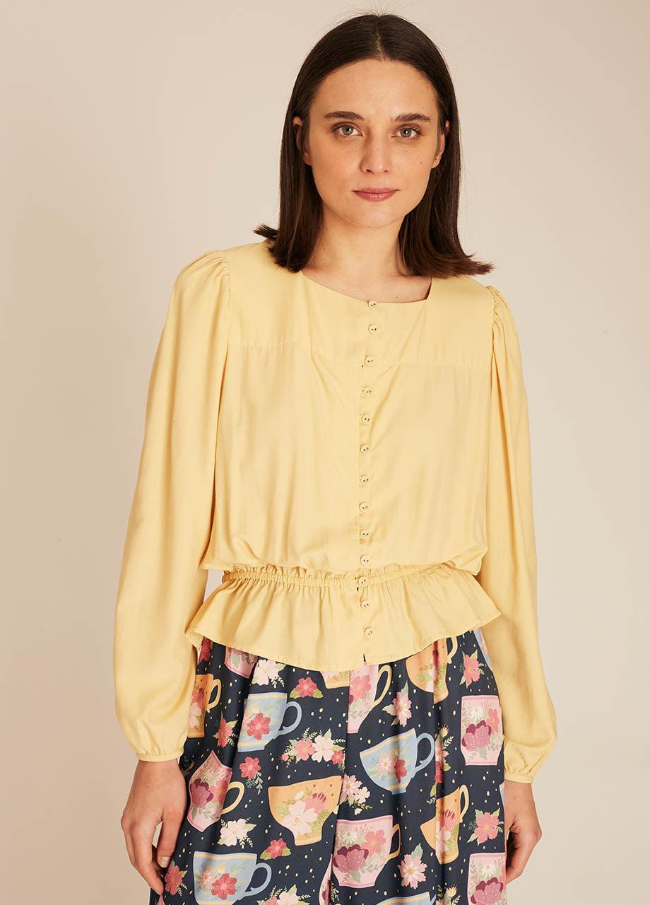 Pepaloves FRIL SILKY SHIRT YELLOW
