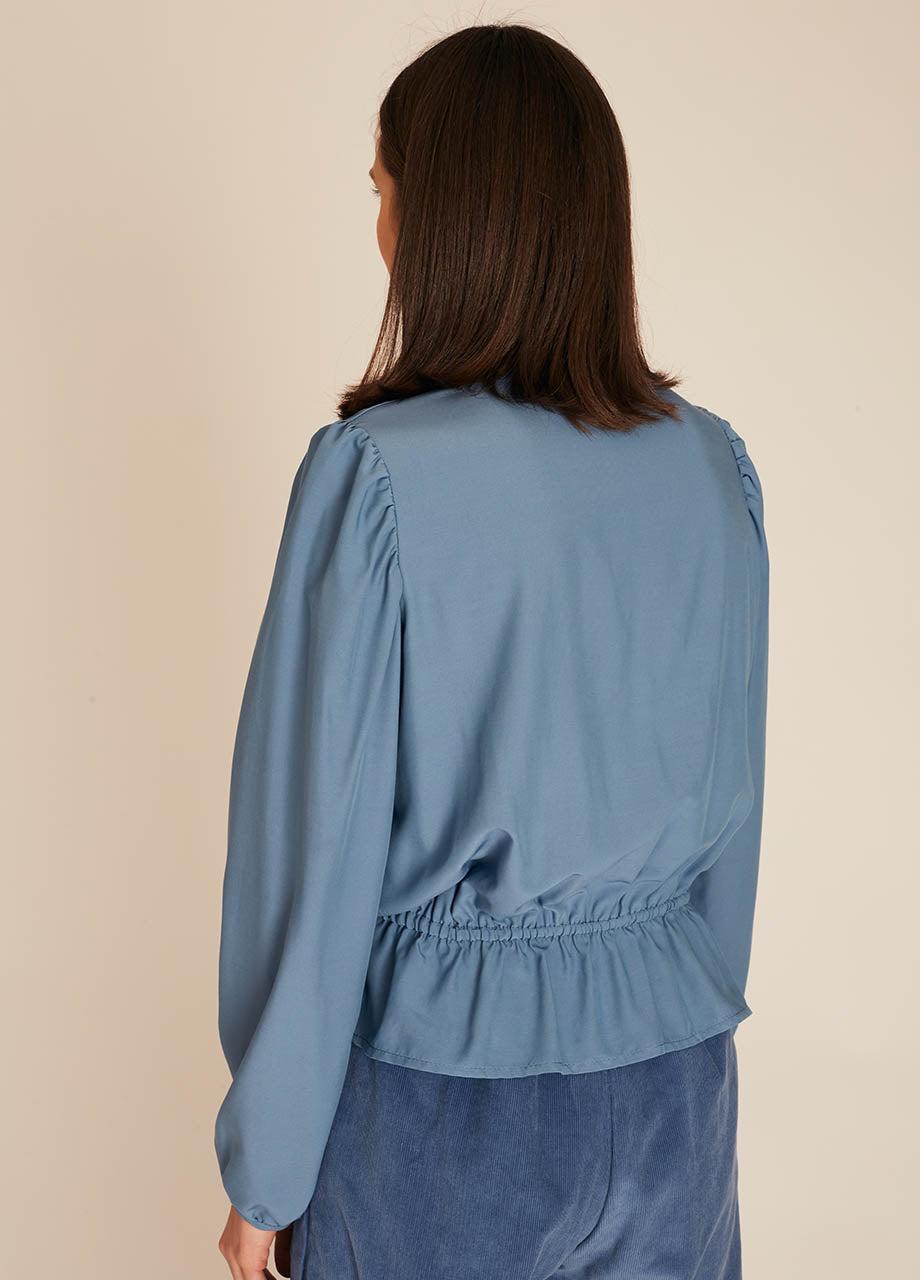 Pepaloves FRILL SILKY SHIRT BLUE