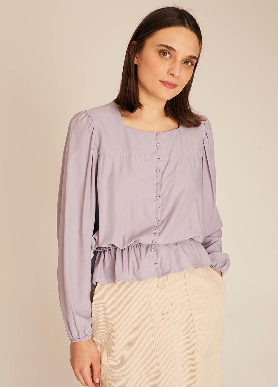 Pepaloves FRILL SILKY SHIRT LILAC