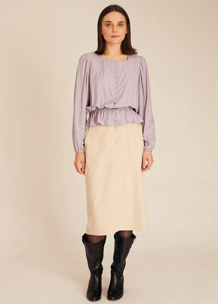 Pepaloves FRILL SILKY SHIRT LILAC