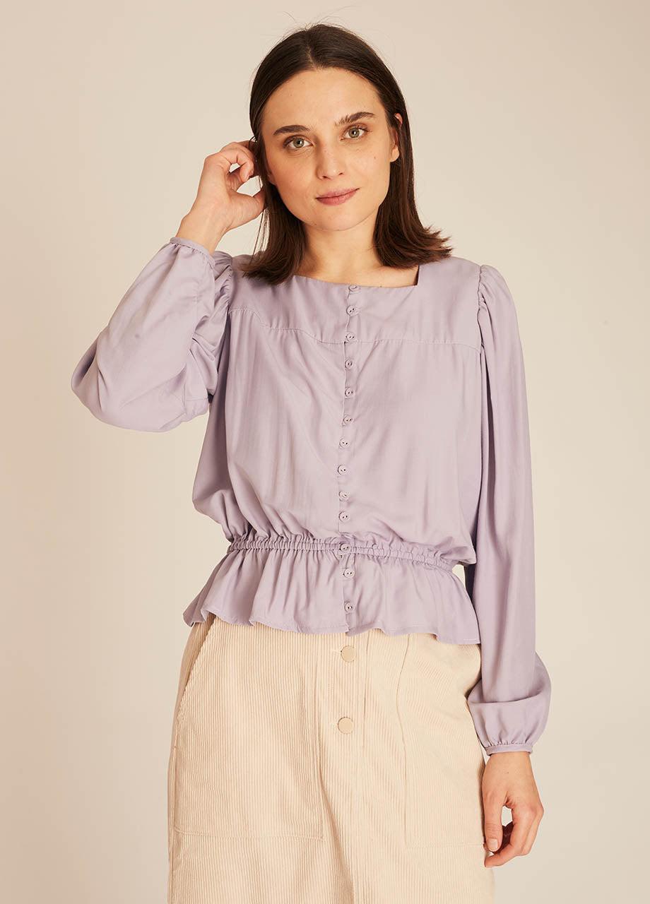 pepaloves FRILL SILKY SHIRT LILAC