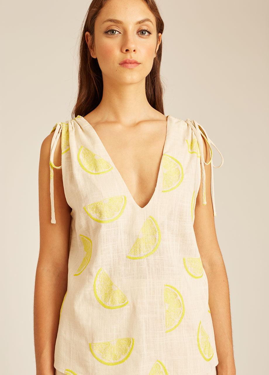 Pepaloves LEMON EMB TOP