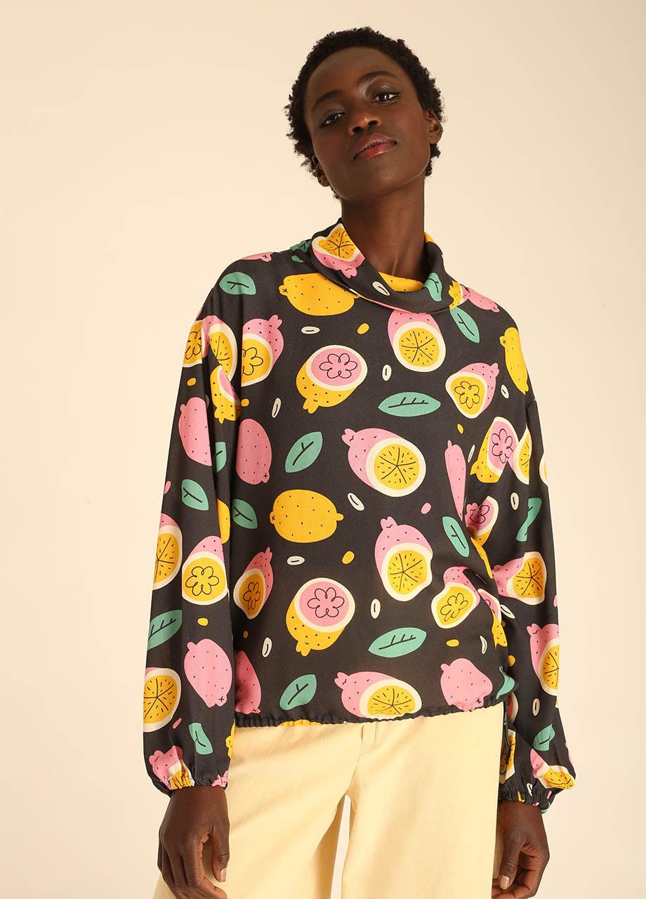 Pepaloves LEMONS POLO NECK BLOUSE