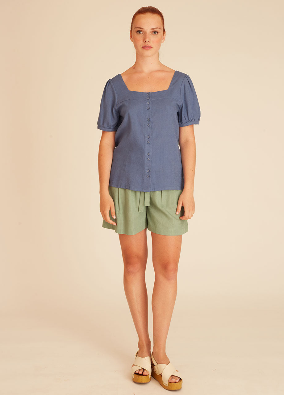 Pepaloves LINEN BLOUSE BLUE