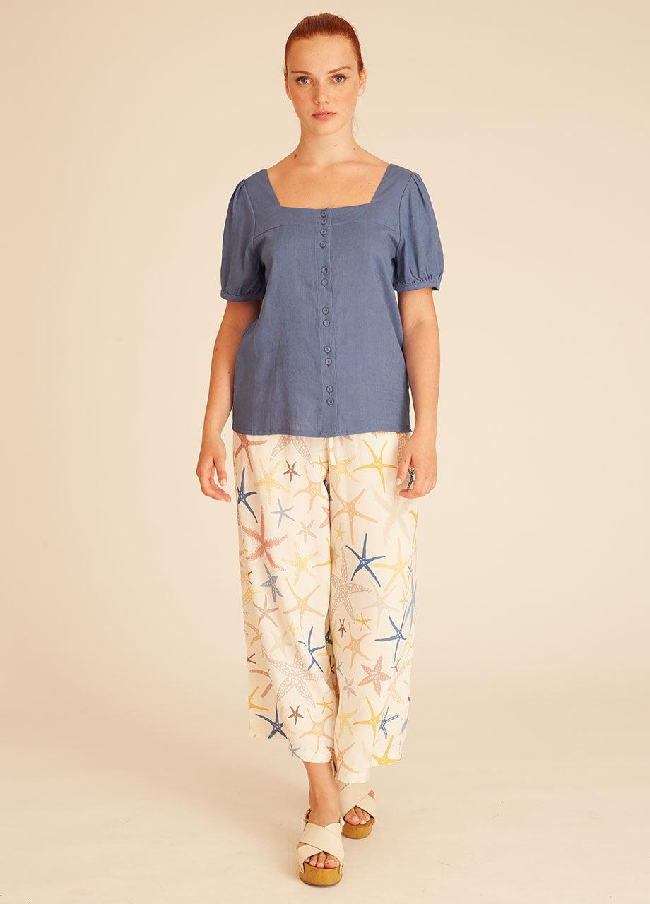 Pepaloves LINEN BLOUSE BLUE