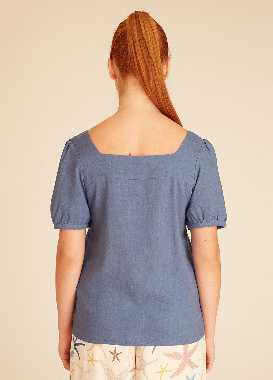 Pepaloves LINEN BLOUSE BLUE