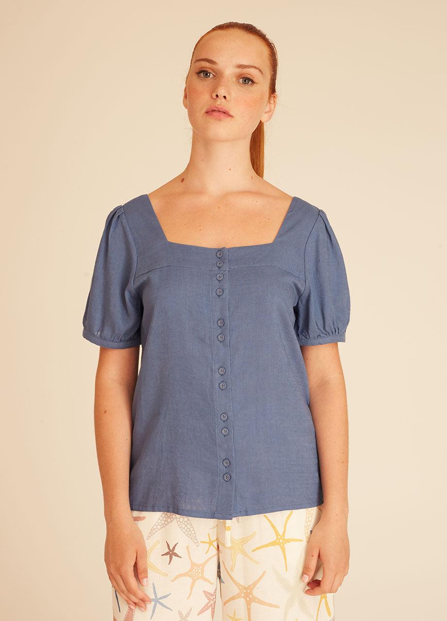pepaloves LINEN BLOUSE BLUE