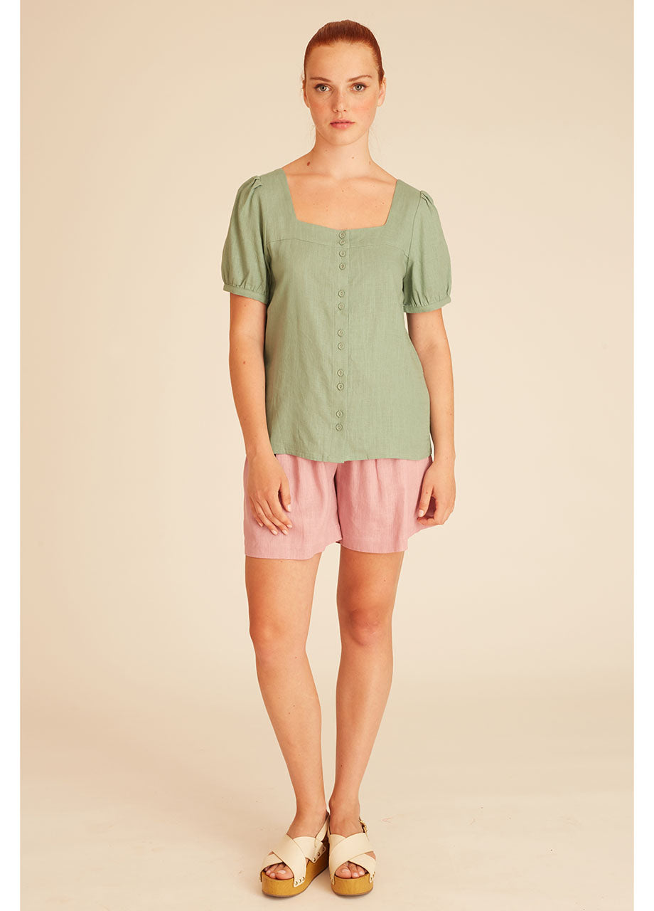 Pepaloves LINEN BLOUSE GREEN