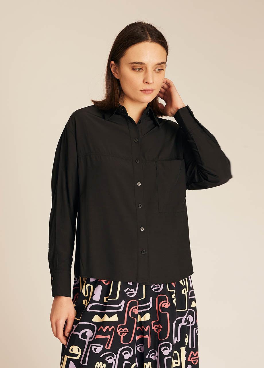 Pepaloves POCKETS SILKY SHIRT BLACK