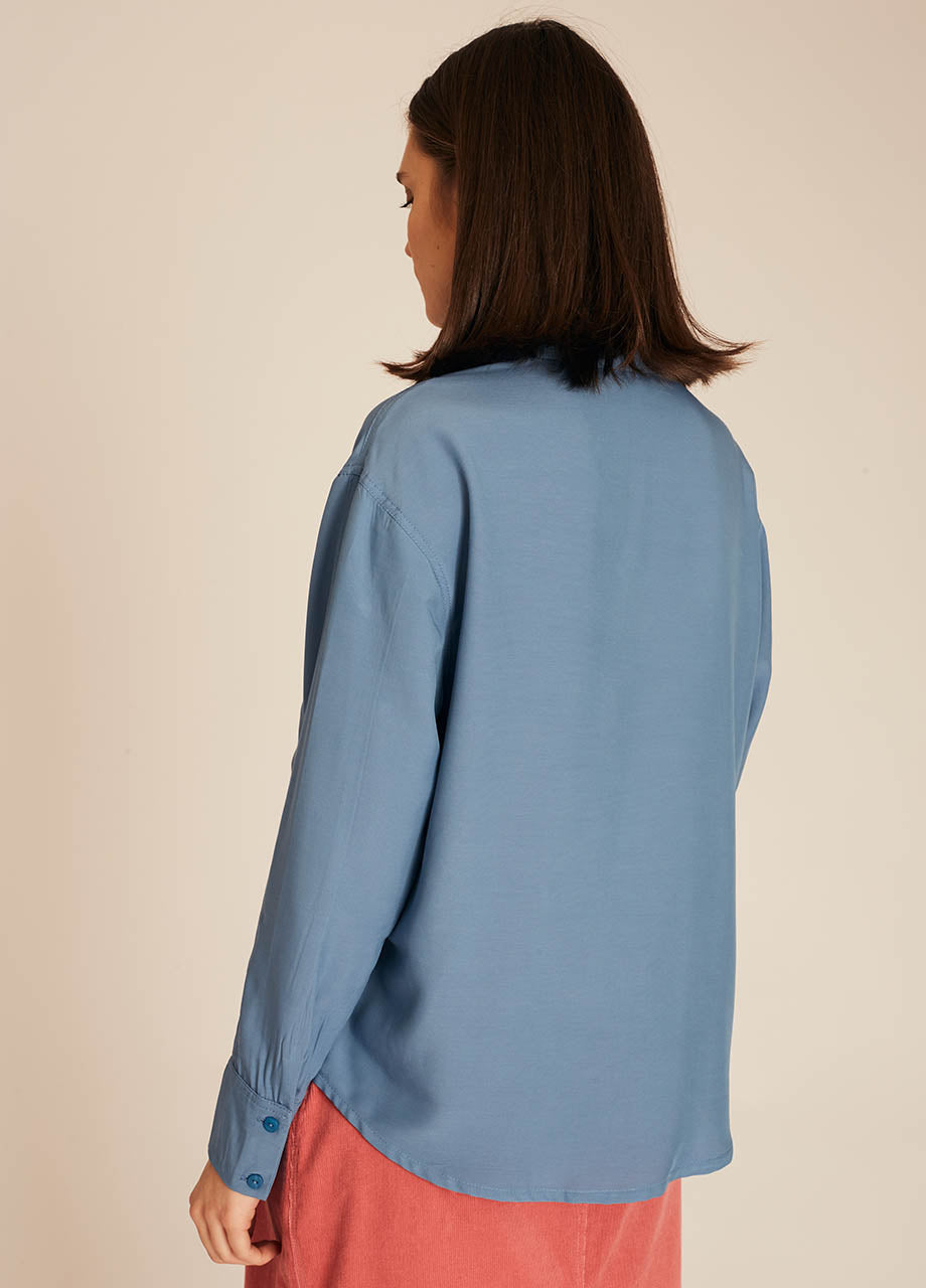Pepaloves POCKETS SILKY SHIRT BLUE