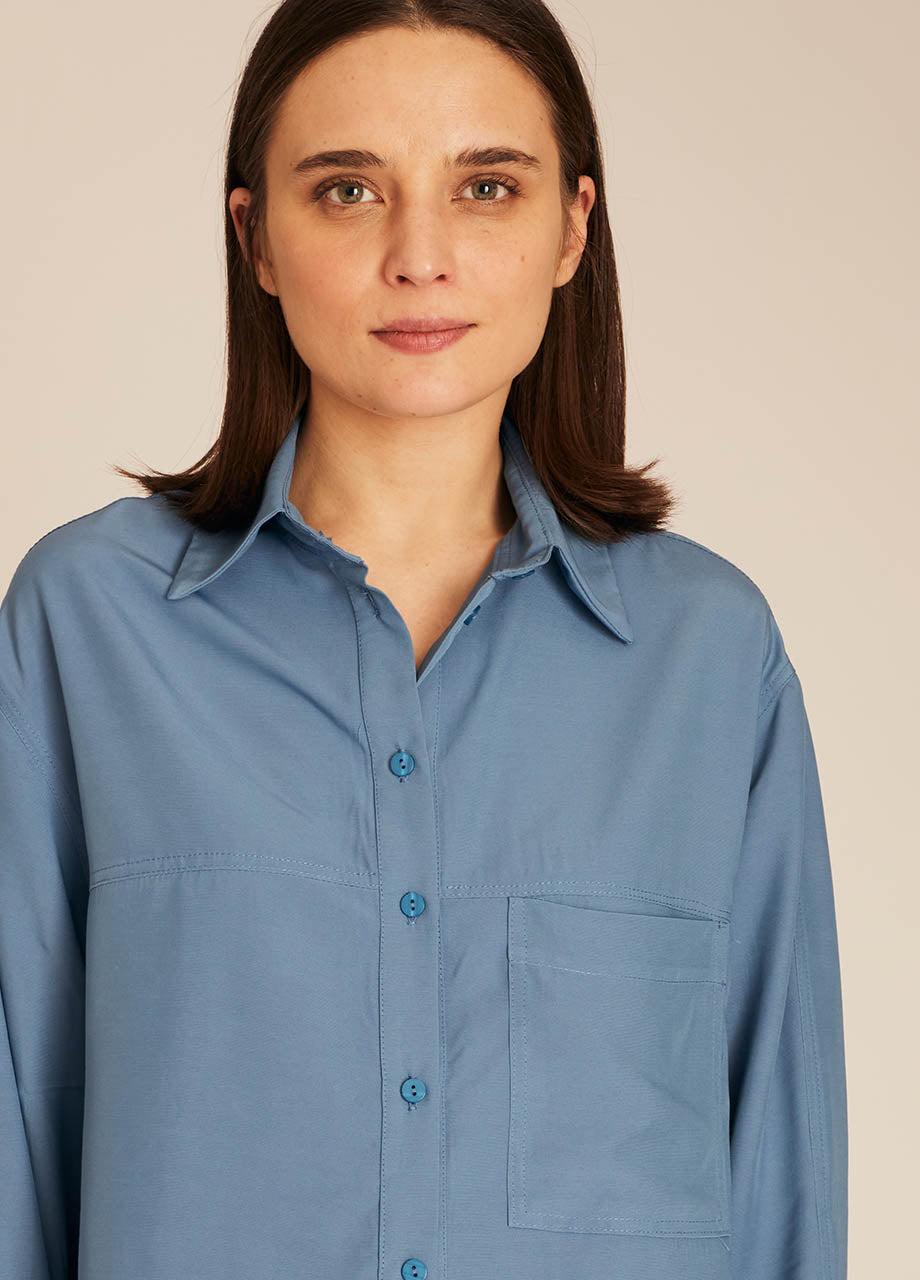 Pepaloves POCKETS SILKY SHIRT BLUE