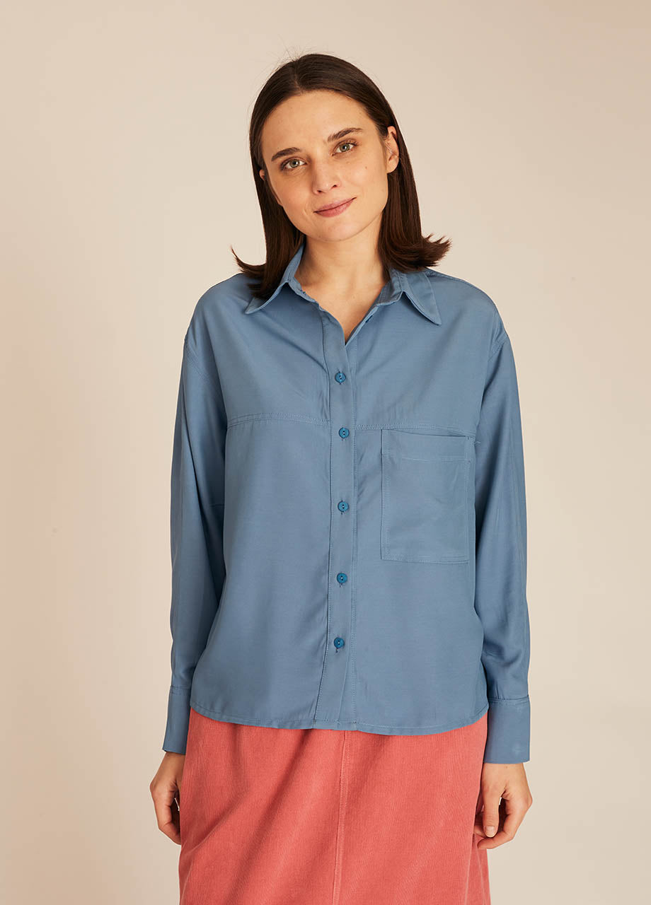 pepaloves POCKETS SILKY SHIRT BLUE