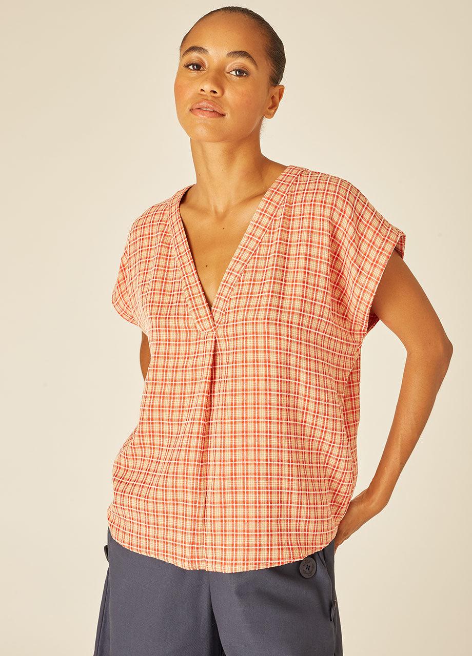 Pepaloves SQUARES BLOUSE RED