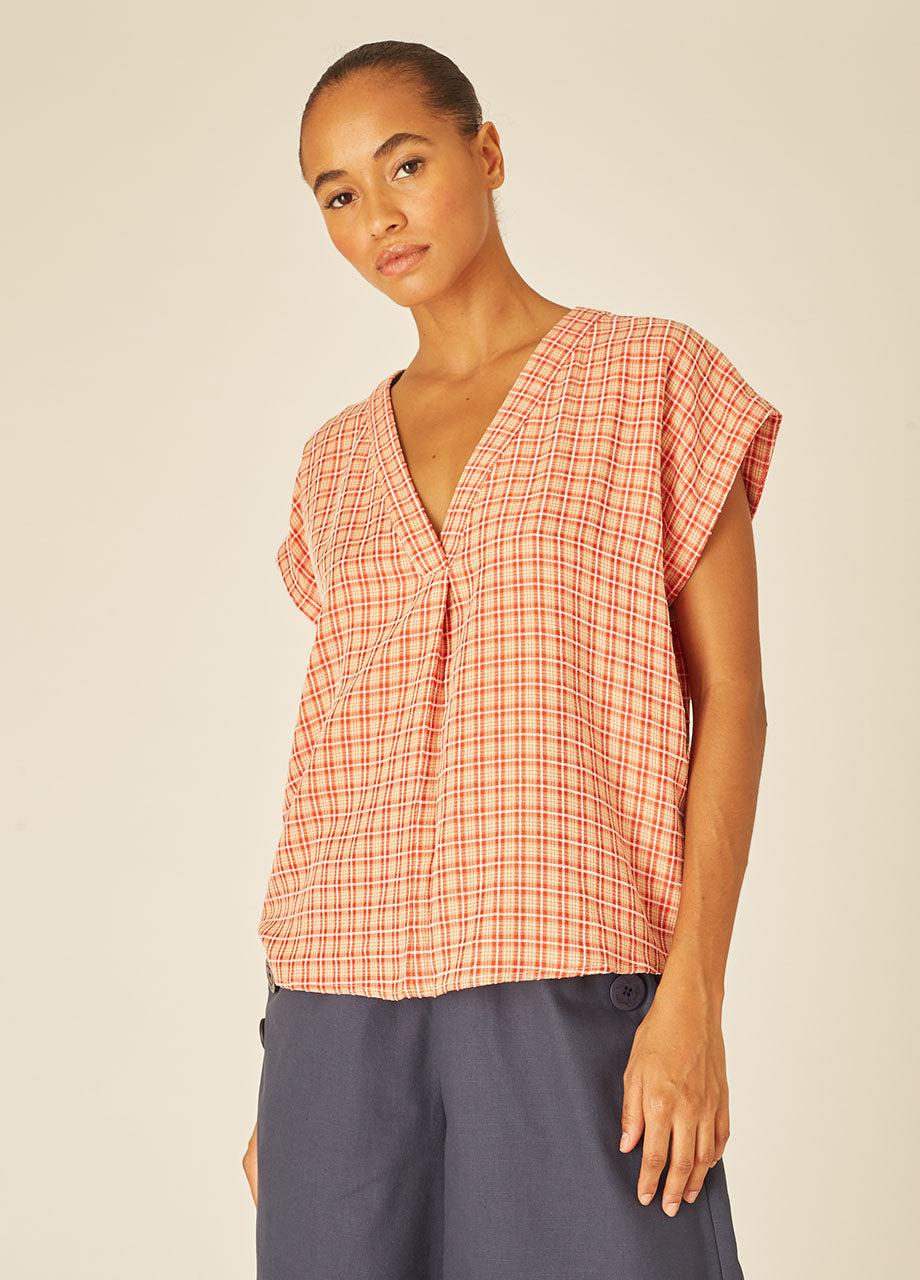 Pepaloves SQUARES BLOUSE RED