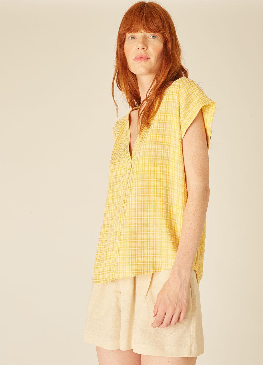 Pepaloves SQUARES BLOUSE YELLOW