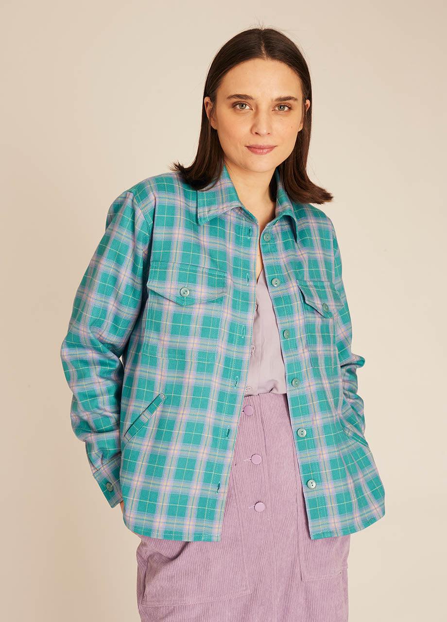 Pepaloves SQUARES OVERSHIRT TURQUOISE