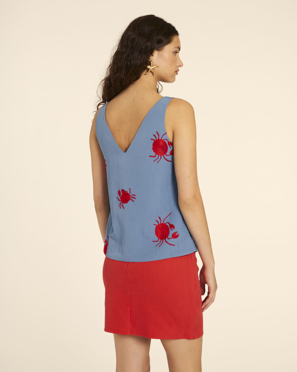 Pepaloves TOP BORDADO CANGREJOS AZUL