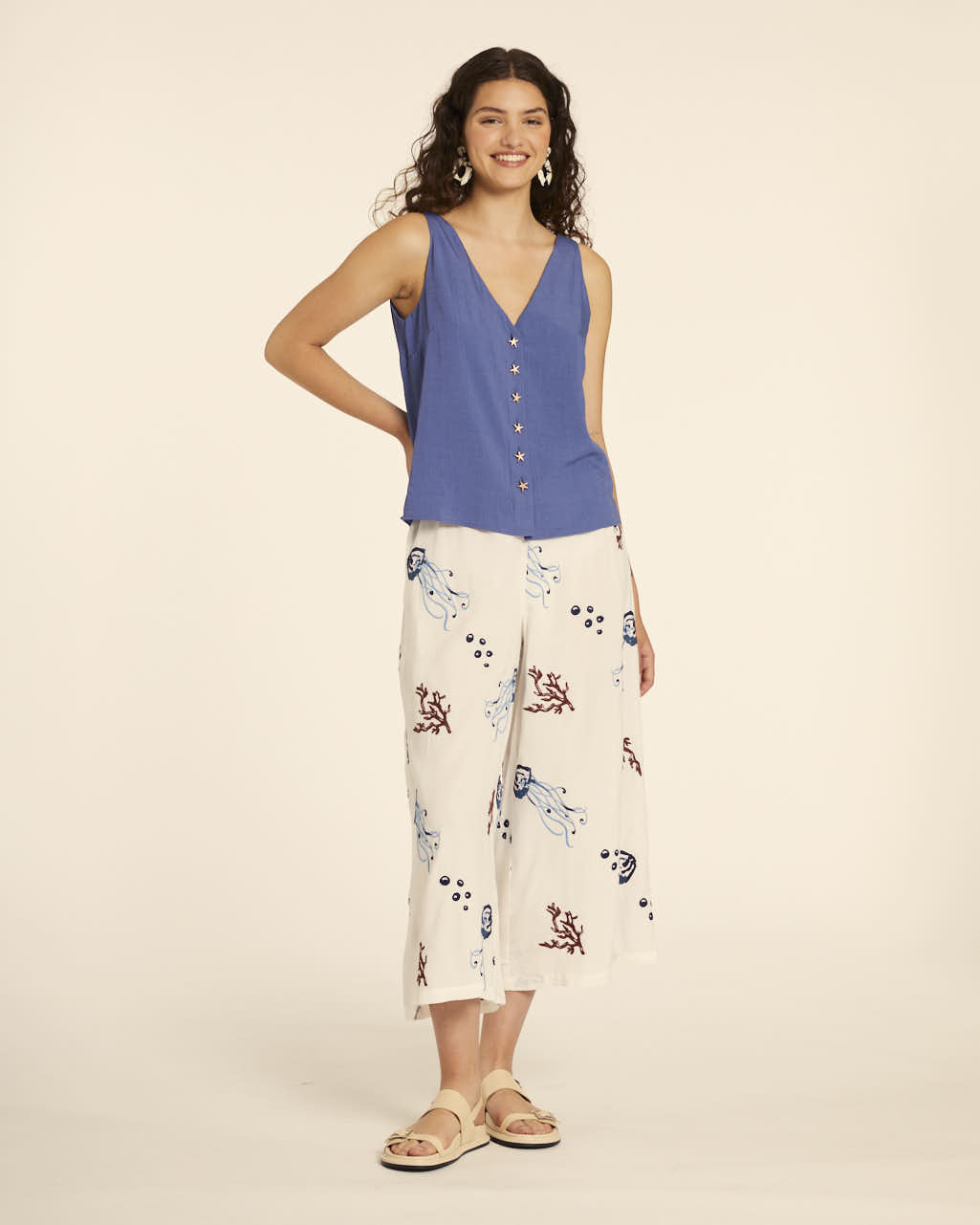 Pepaloves TOP BOTONES ESTRELLA AZUL