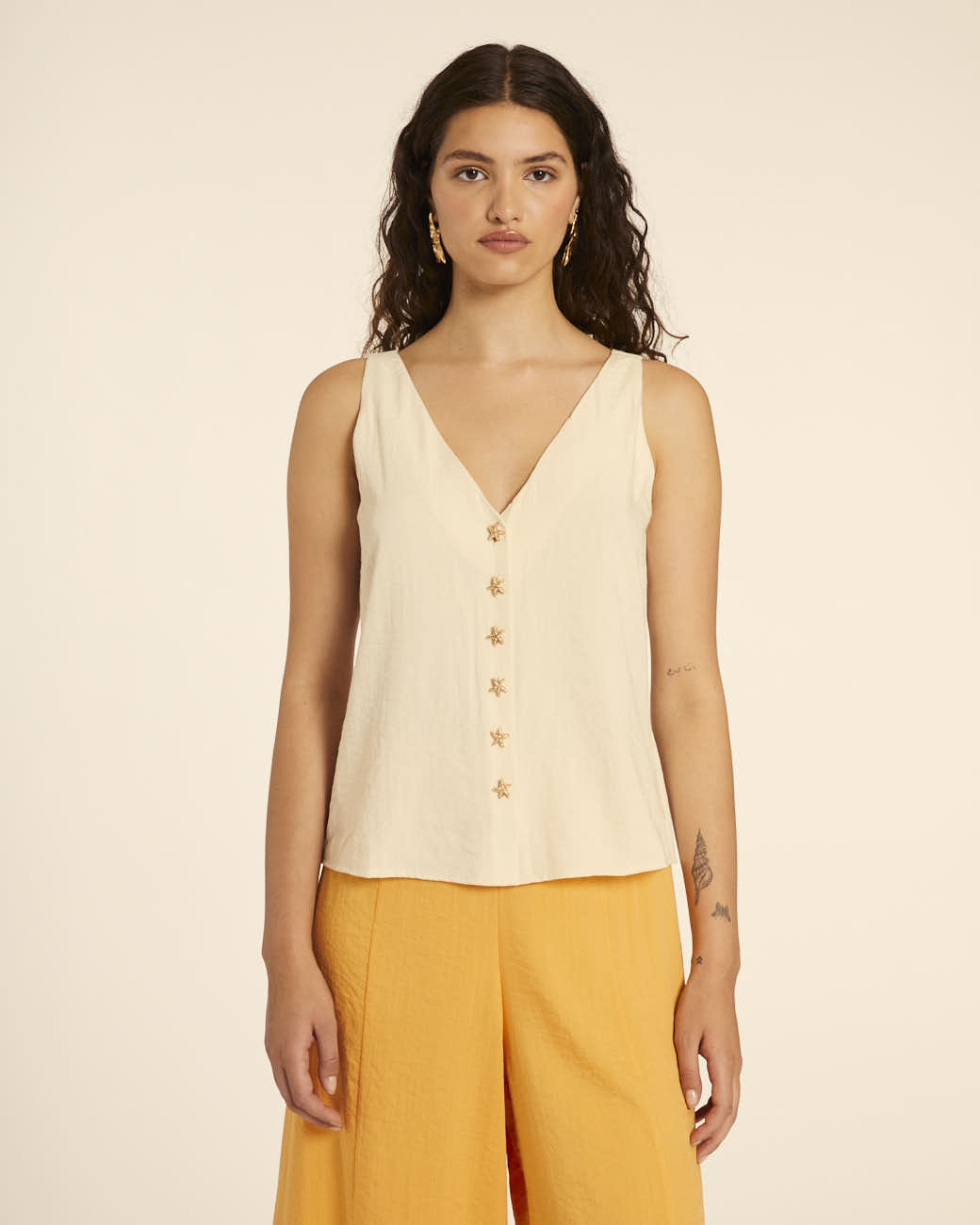 pepaloves TOP BOTONES ESTRELLA CREMA