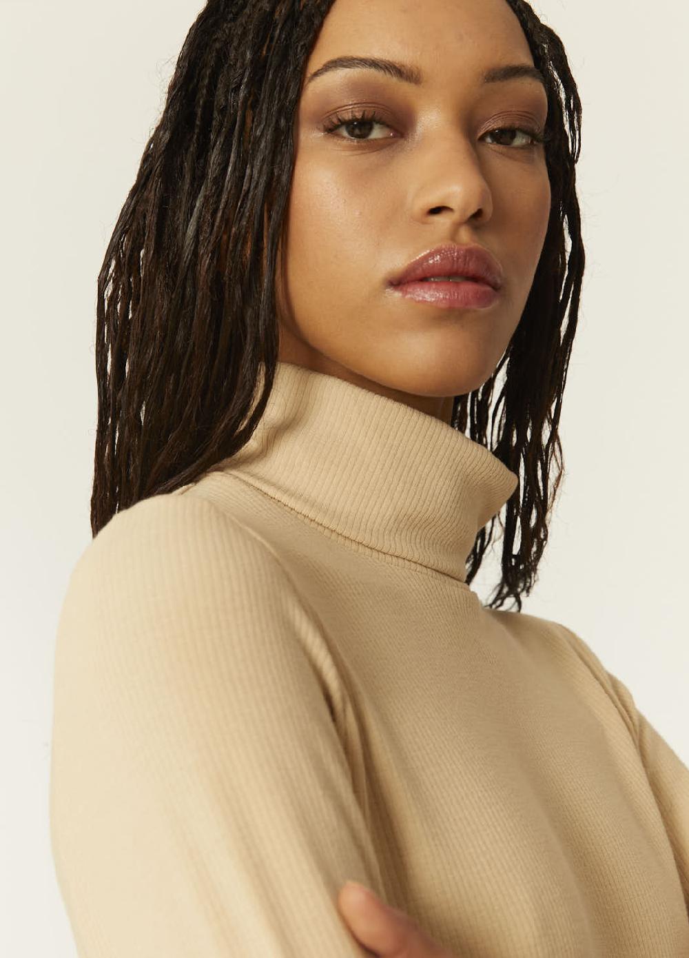 Pepaloves TOP CANALE CUELLO ALTO BEIGE