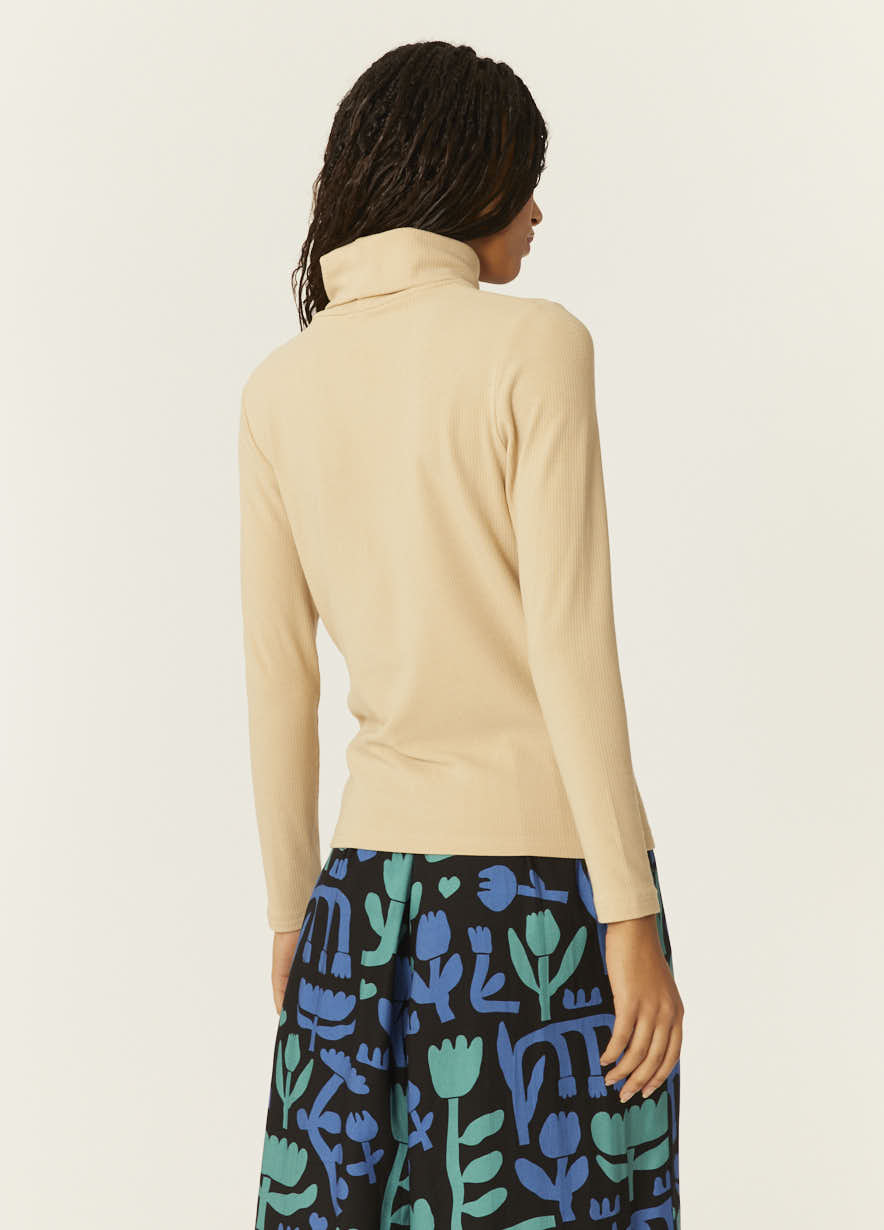 Pepaloves TOP CANALE CUELLO ALTO BEIGE