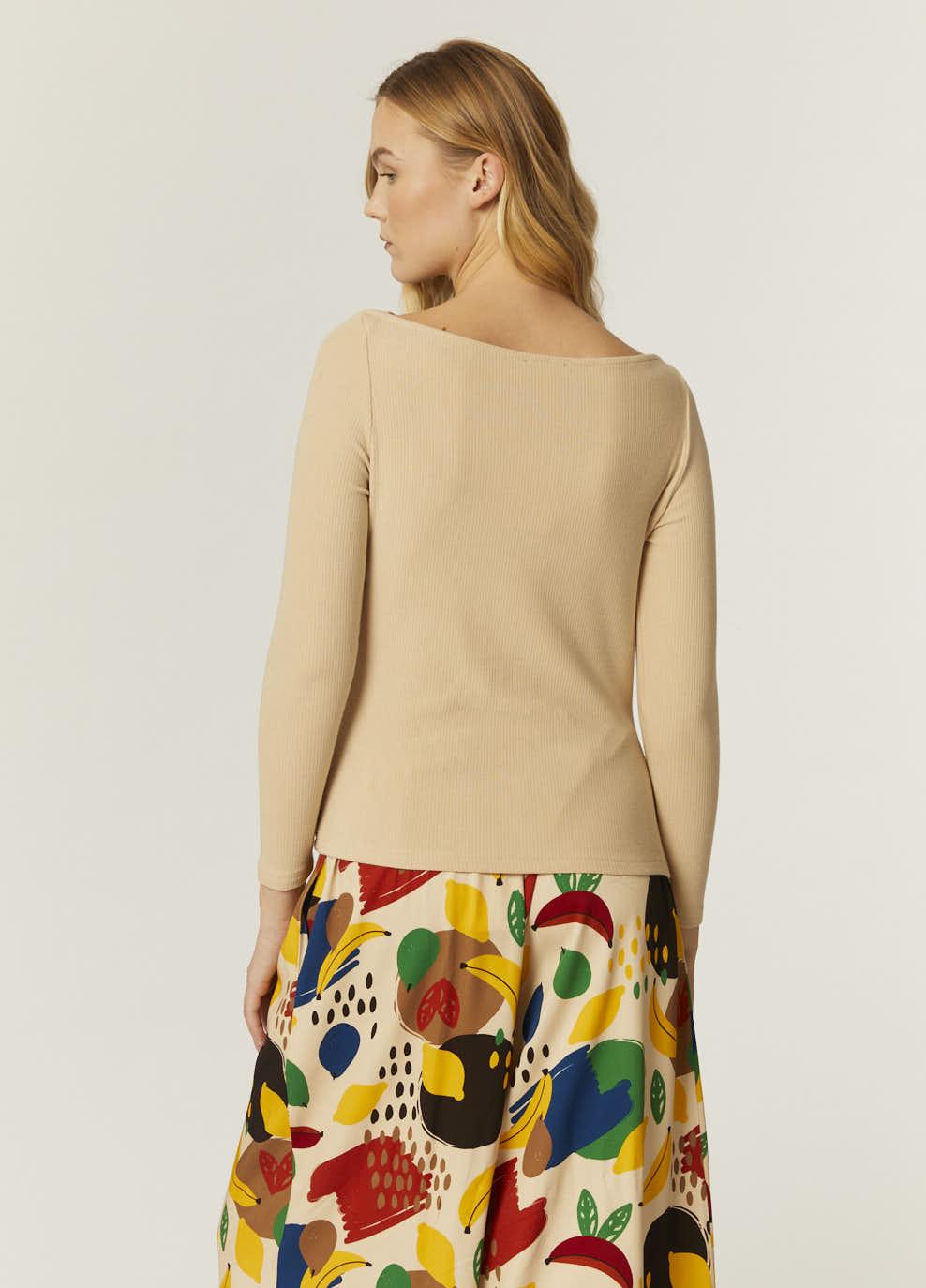 Pepaloves TOP CANALE CUELLO BARCA BEIGE