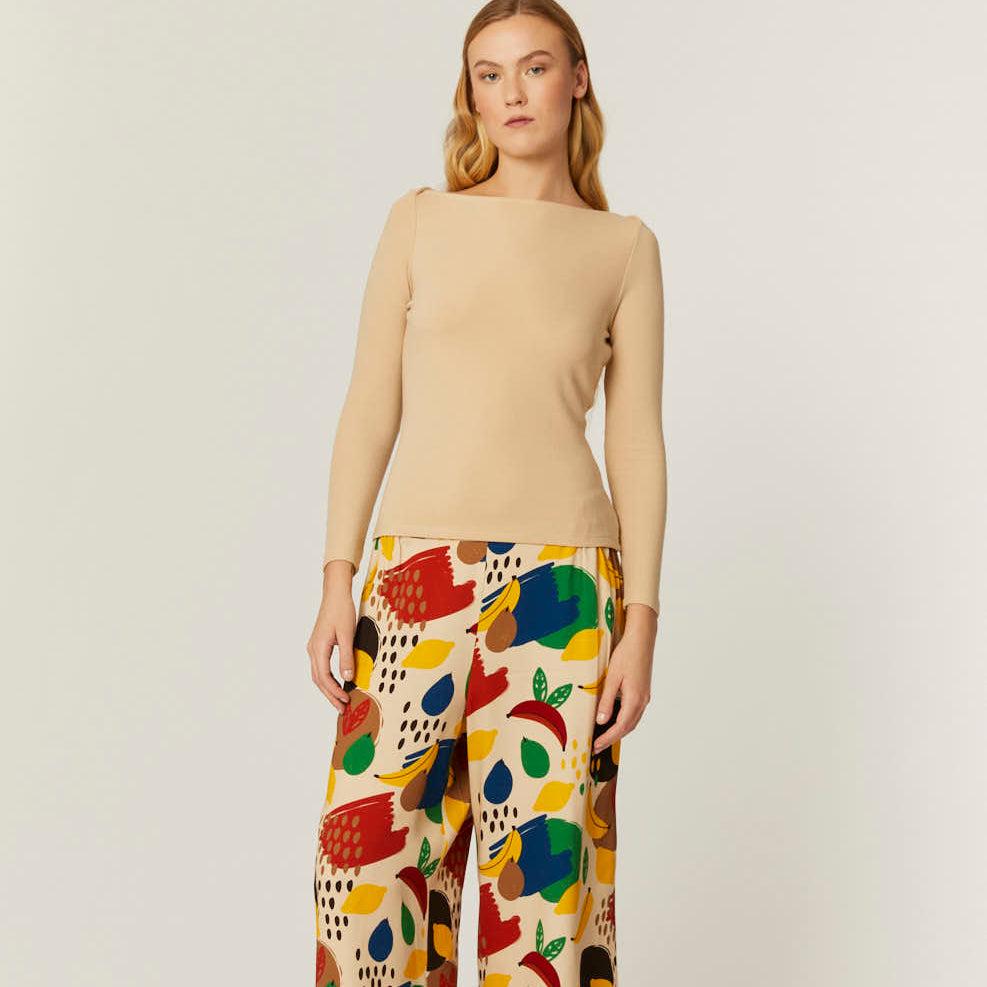 pepaloves TOP CANALE CUELLO BARCA BEIGE