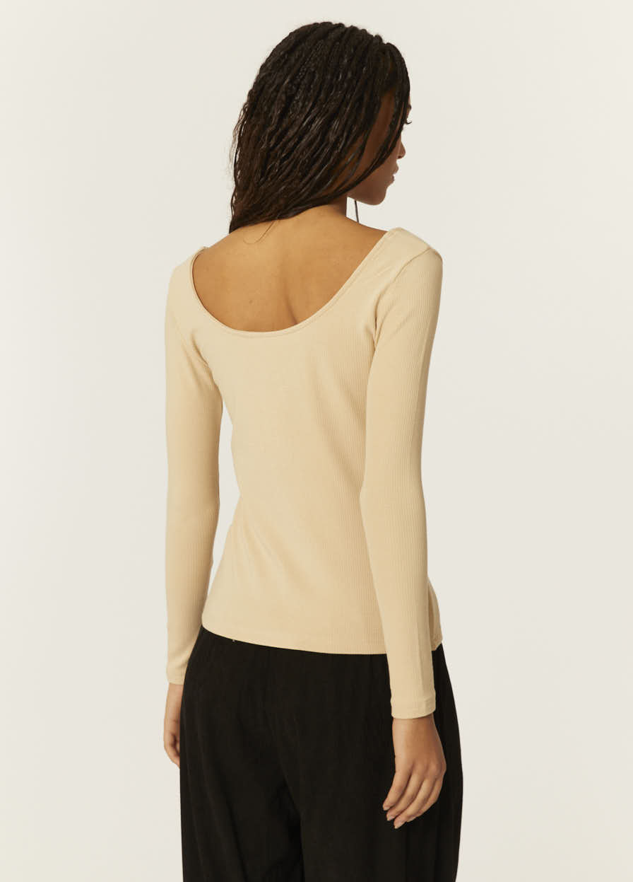 Pepaloves TOP CANALE CUELLO U BEIGE