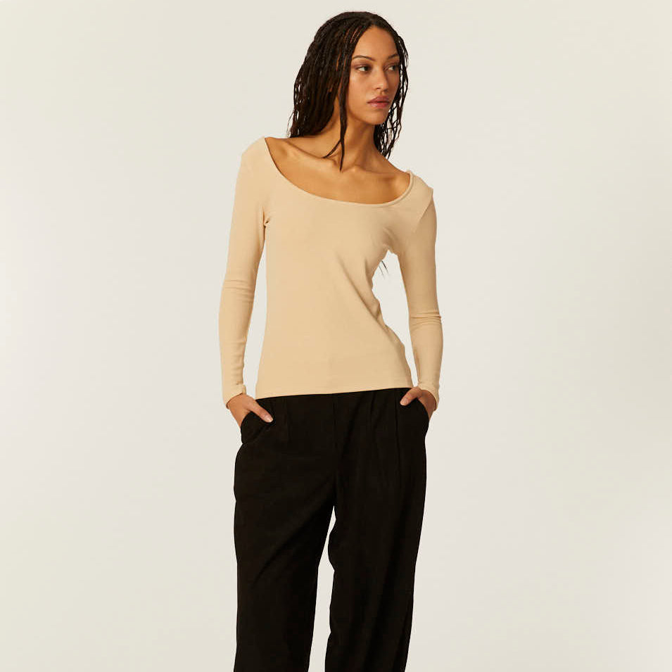 pepaloves TOP CANALE CUELLO U BEIGE