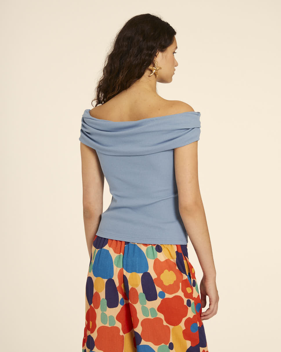 Pepaloves TOP CUELLO BARDOT AZUL