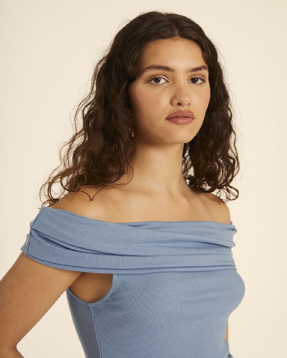 pepaloves TOP CUELLO BARDOT AZUL