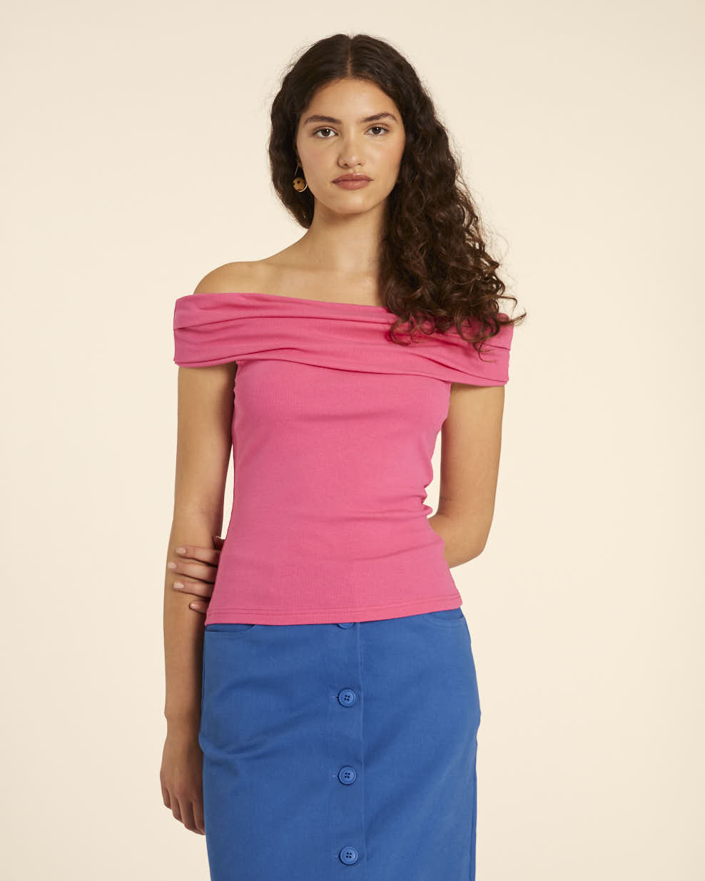 Pepaloves TOP CUELLO BARDOT PINK