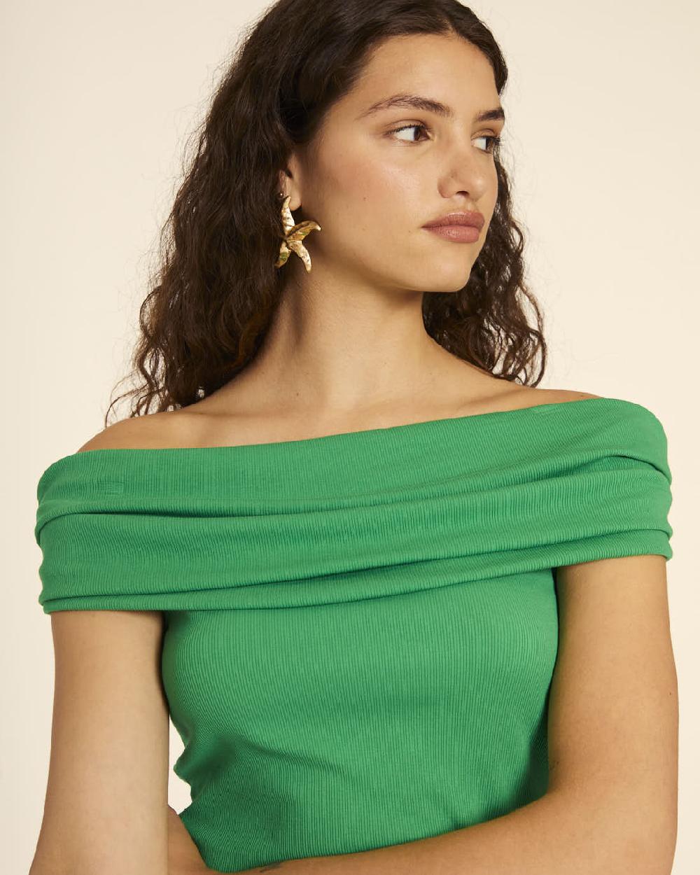 Pepaloves TOP CUELLO BARDOT VERDE