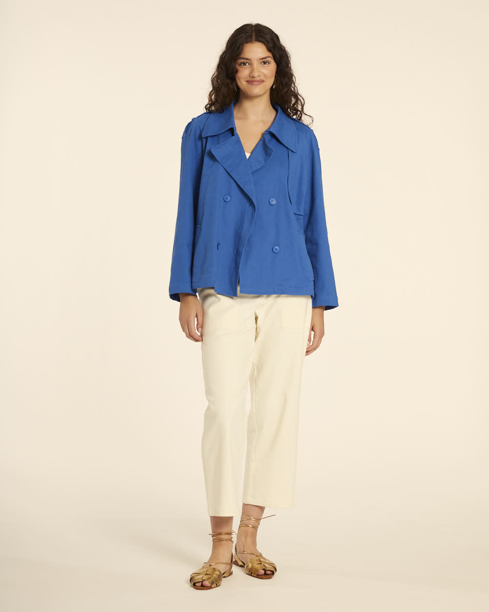 Pepaloves TRENCH CORTO CANVAS AZUL