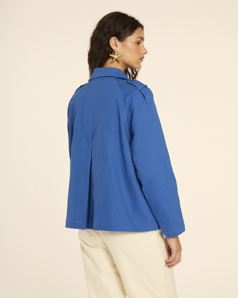 Pepaloves TRENCH CORTO CANVAS AZUL