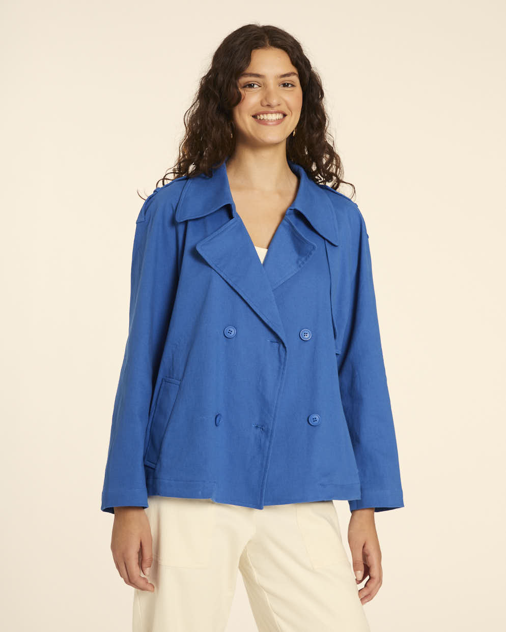 pepaloves TRENCH CORTO CANVAS AZUL
