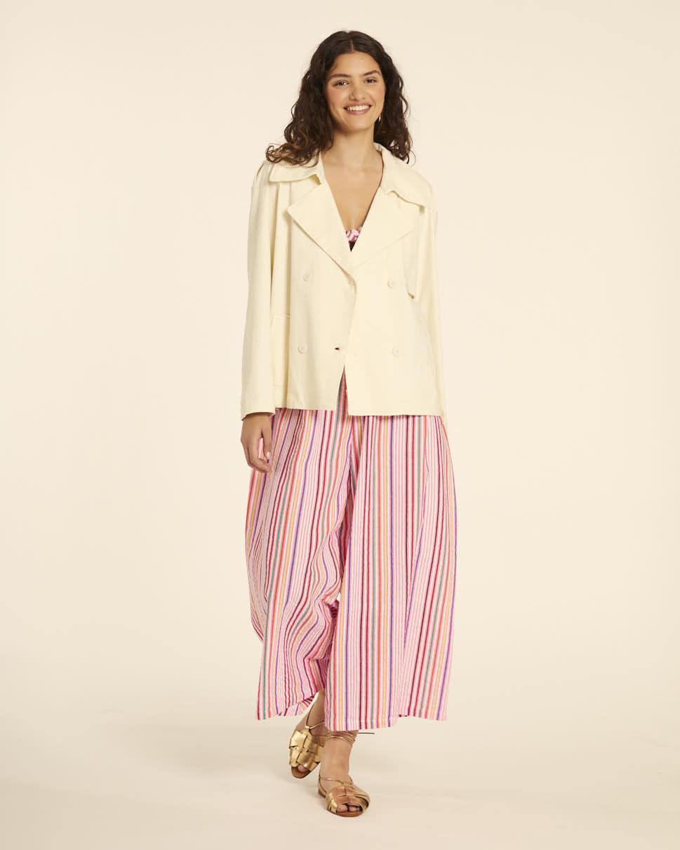 Pepaloves TRENCH CORTO CANVAS CREMA