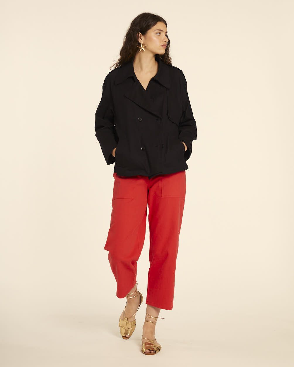 Pepaloves TRENCH CORTO CANVAS NEGRO