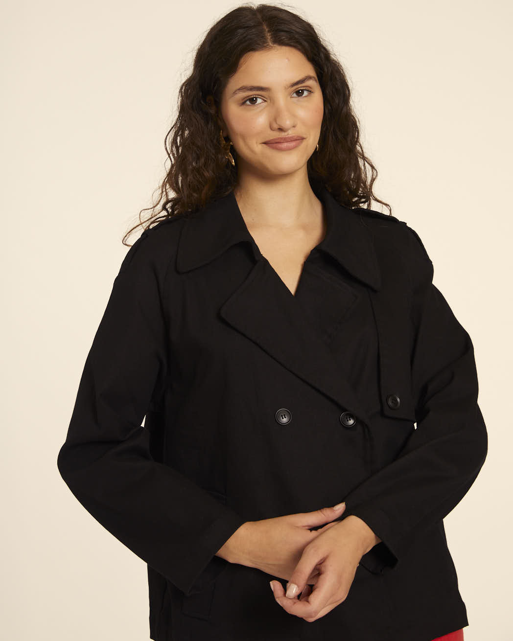 Pepaloves TRENCH CORTO CANVAS NEGRO