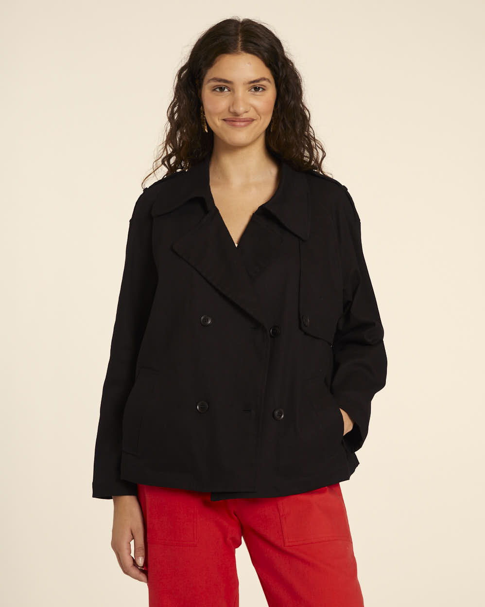 pepaloves TRENCH CORTO CANVAS NEGRO