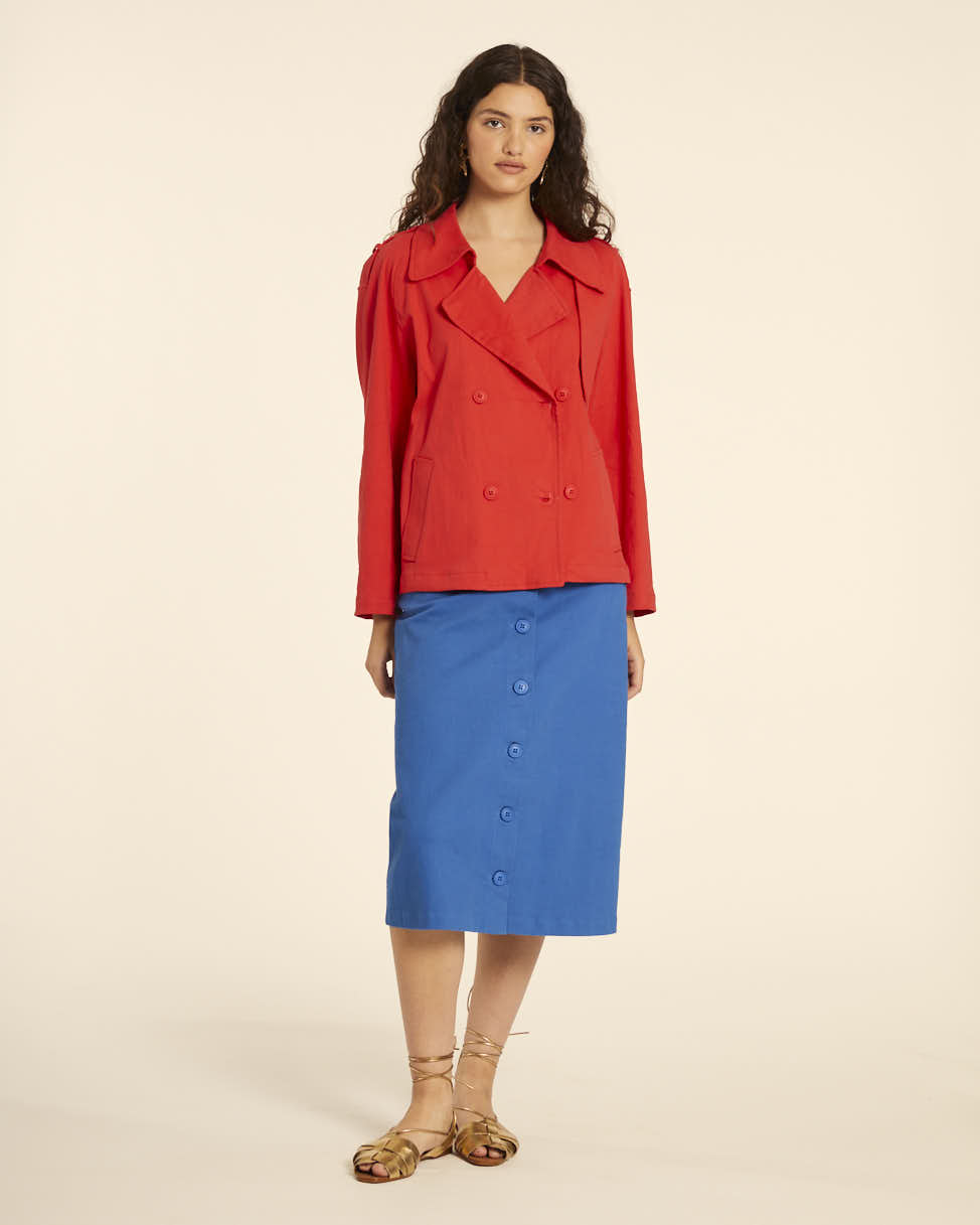 Pepaloves TRENCH CORTO CANVAS ROJO