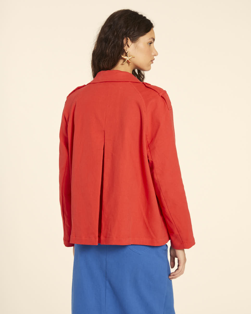 Pepaloves TRENCH CORTO CANVAS ROJO