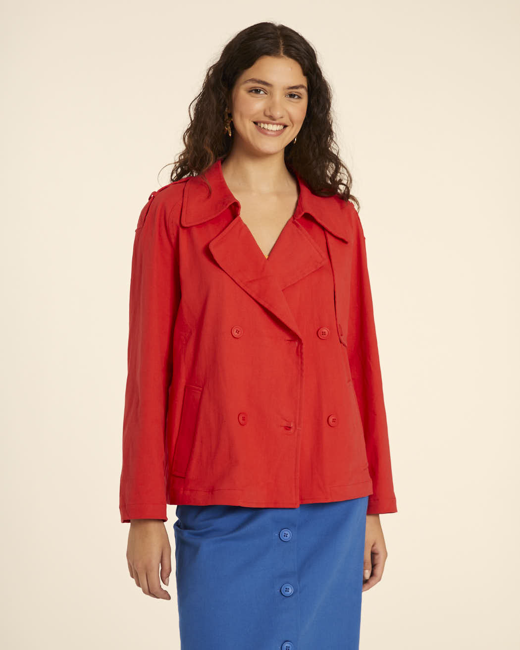 pepaloves TRENCH CORTO CANVAS ROJO