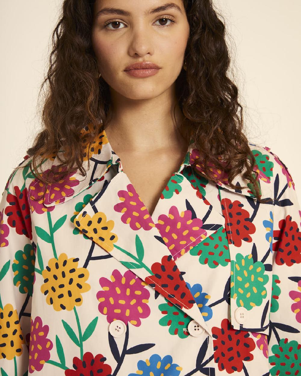 Pepaloves TRENCH CORTO FLORES