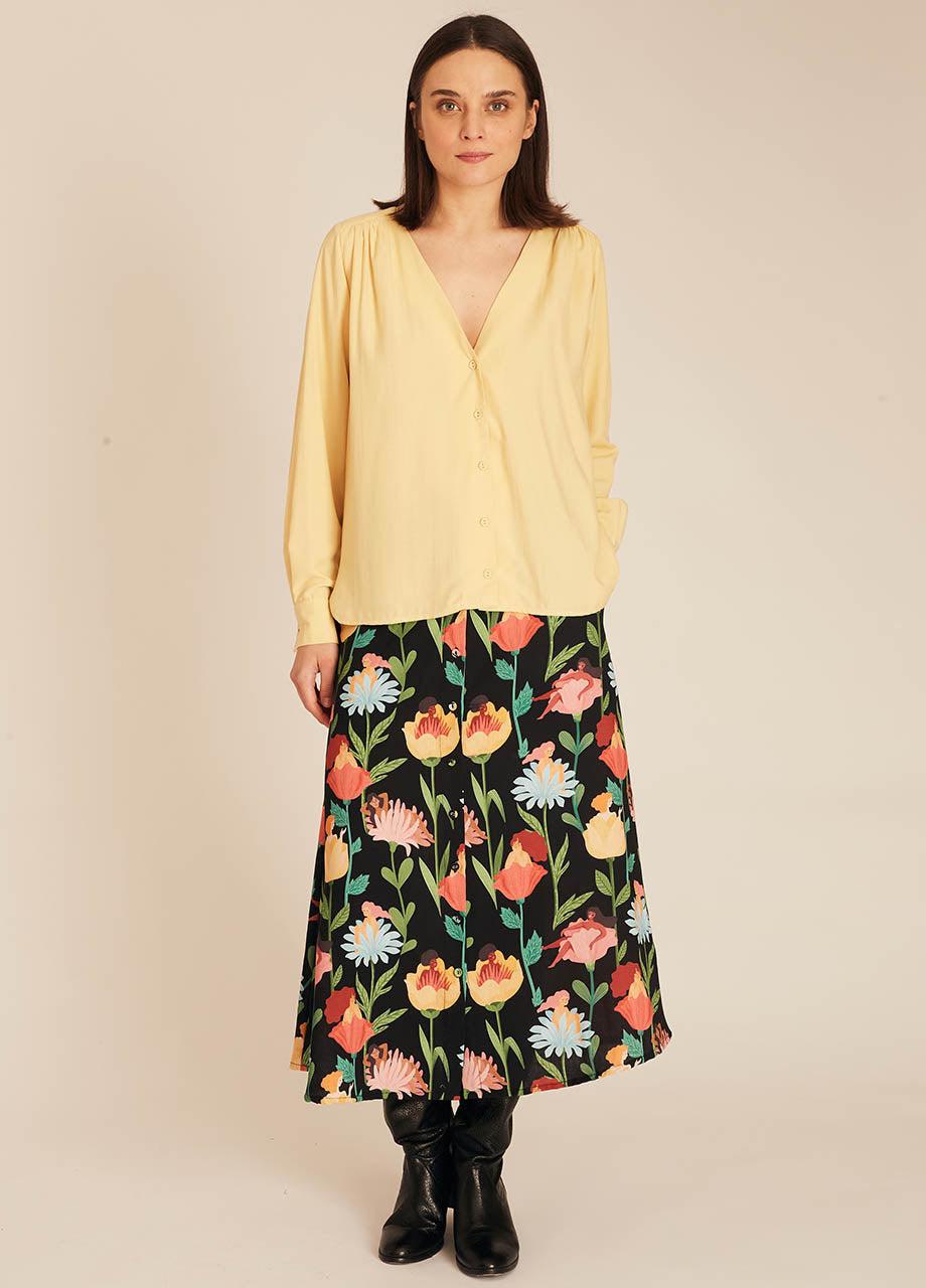 Pepaloves VNECK SILKY SHIRT YELLOW