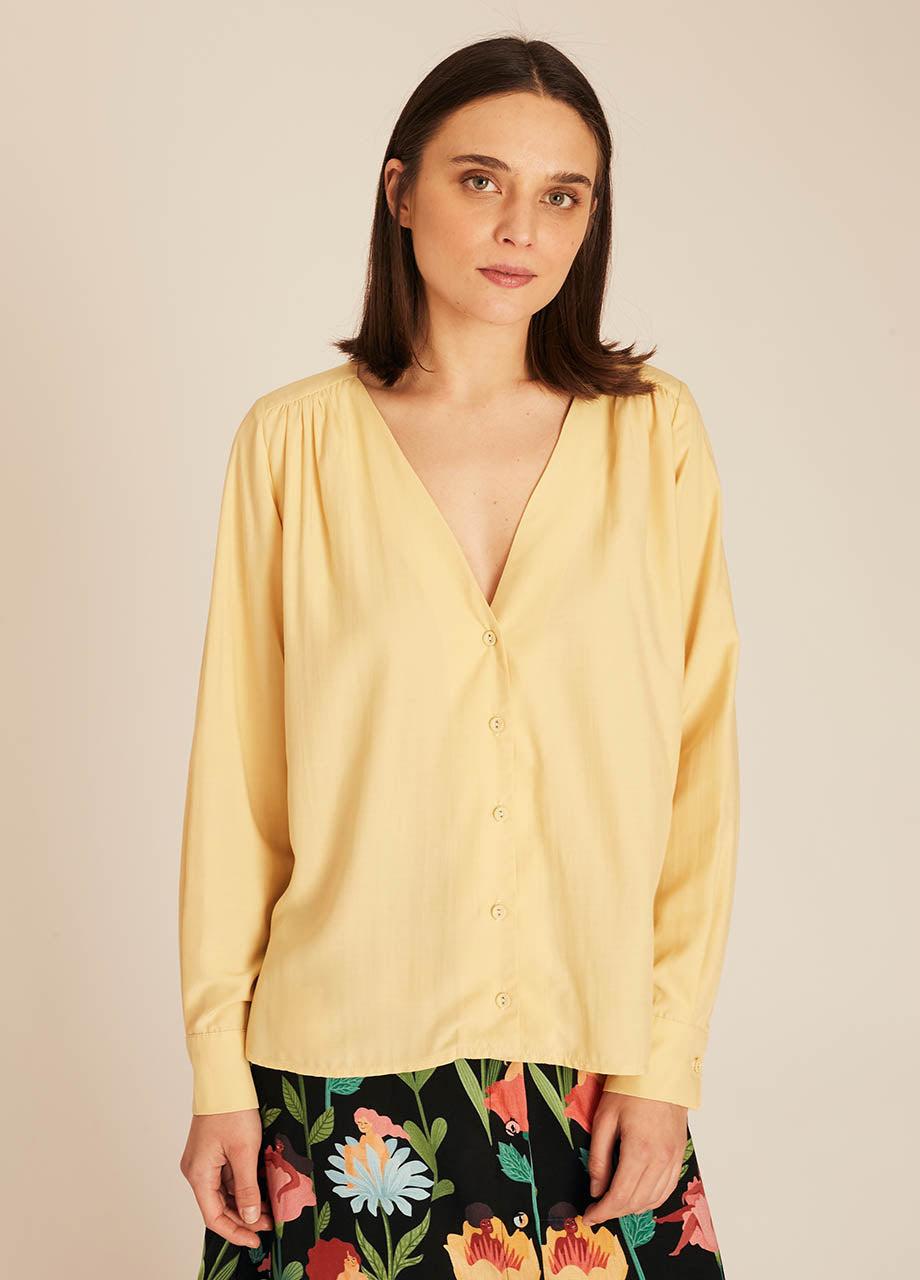 pepaloves VNECK SILKY SHIRT YELLOW