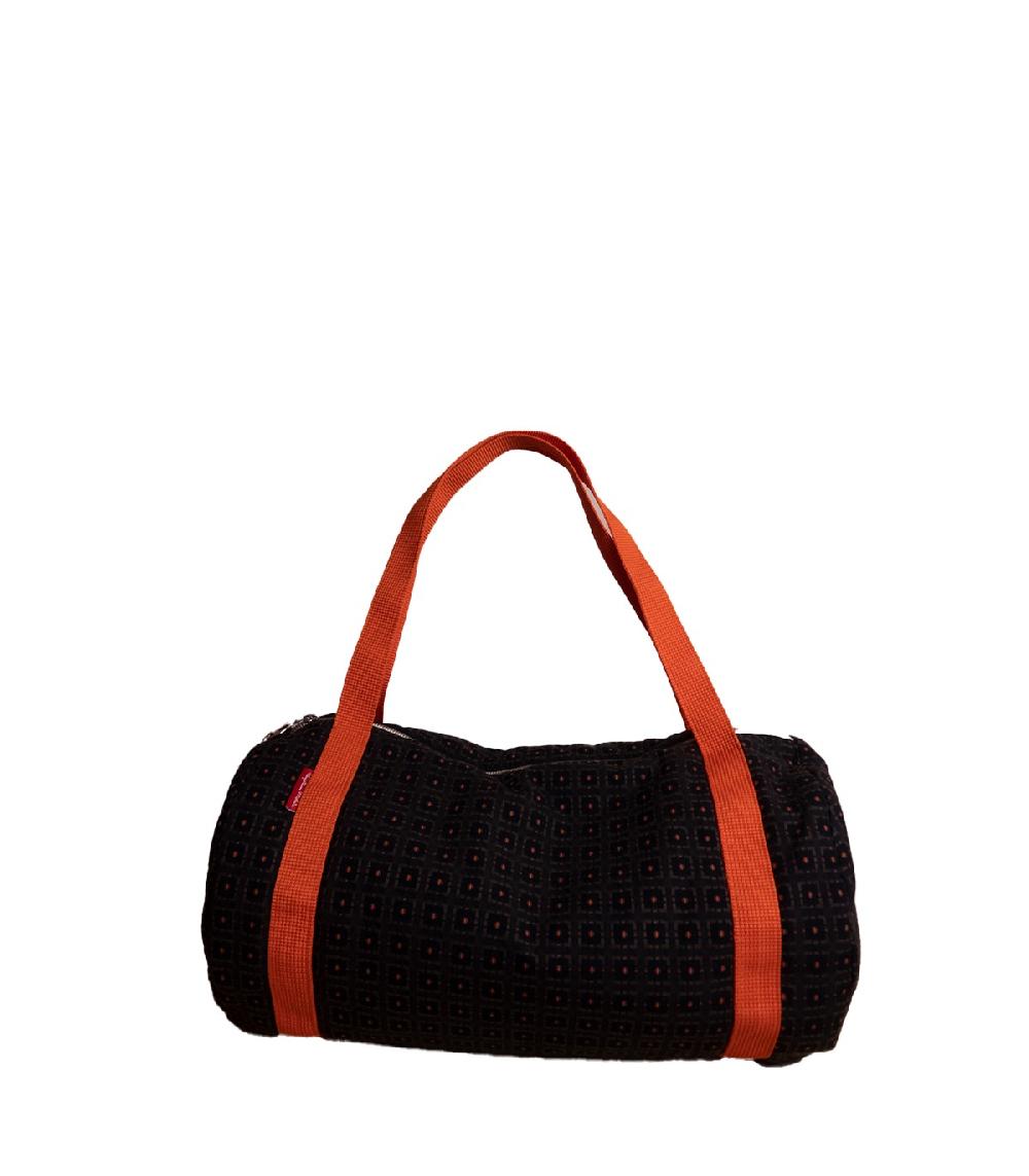 perpetummobile Bolsa de deporte marrón con greca naranja